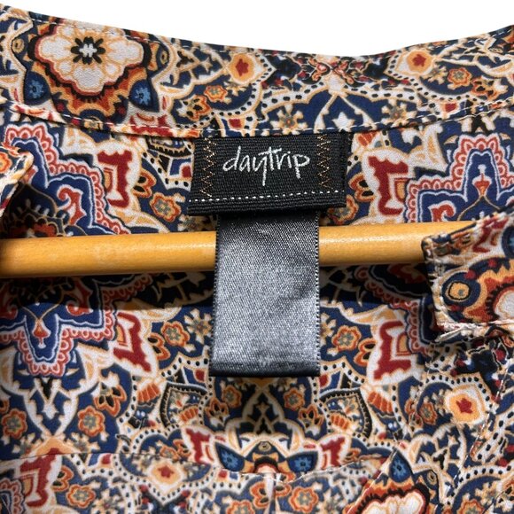 Daytrip Fall Color High Low Long Tabbed Sleeve Blouse Size M - Picture 3 of 3